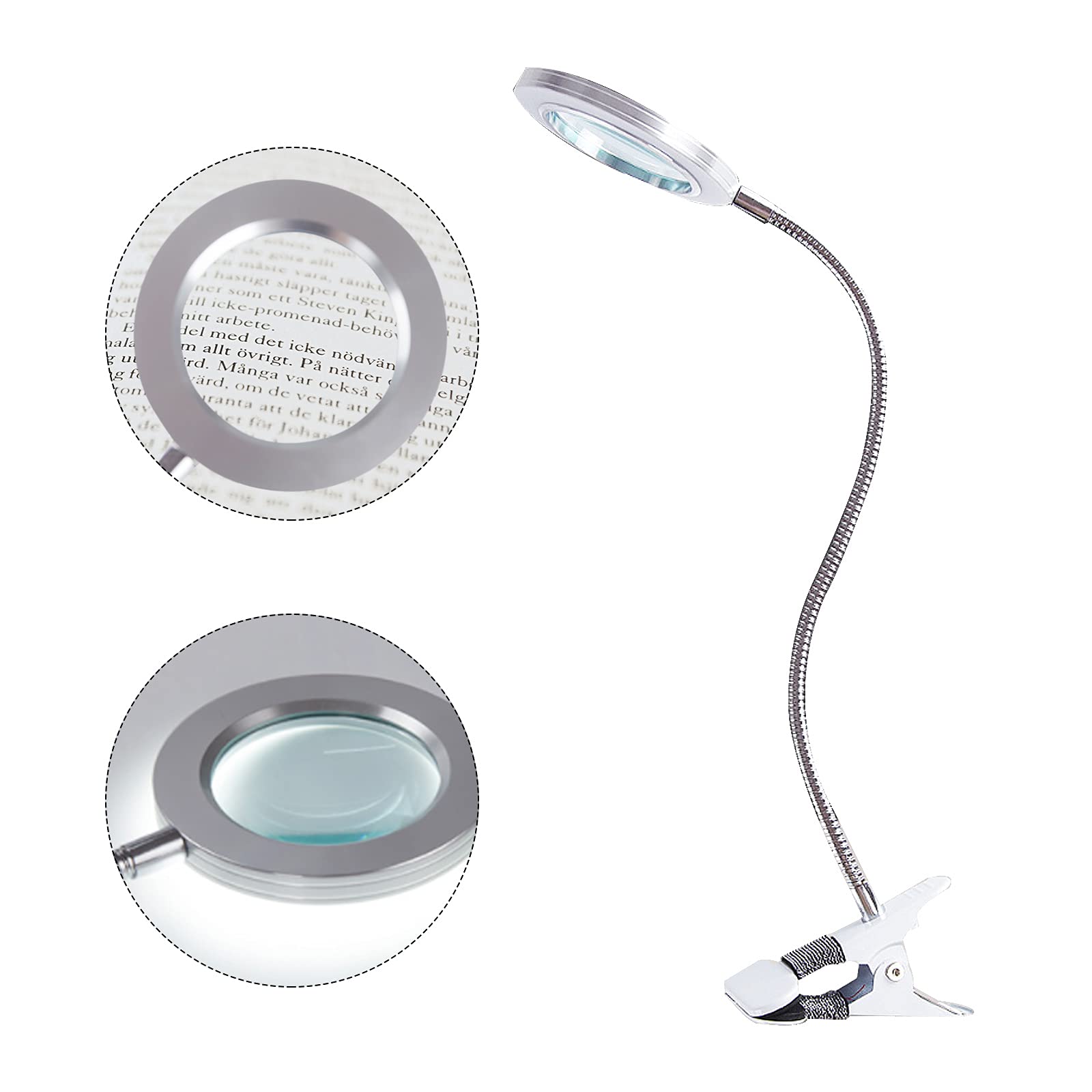 Lampada con Lente Ingrandimento, Lampada Estetista da Tavolo Dimmerabile LED USB con Pinza di Cigno Flessibile per Trucco Tattoo Nail Art Bellezza [Classe di efficienza energetica A+]