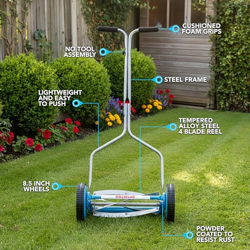 Image of American Lawn Mower Company 2204-14 14-Inch 4-Blade Push Reel Lawn Mower