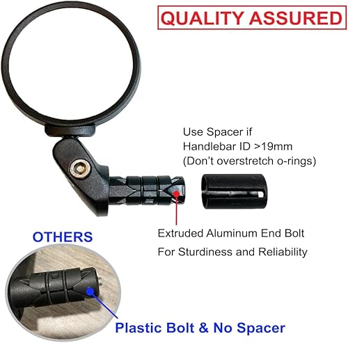 Miniatura 17 de Hafny Espejos retrovisores para barra de bicicleta, lentes de espejo, acero inoxidable 62 Dia 1PCS,Negro 62 de diámetro con llave Allen,Negro 2