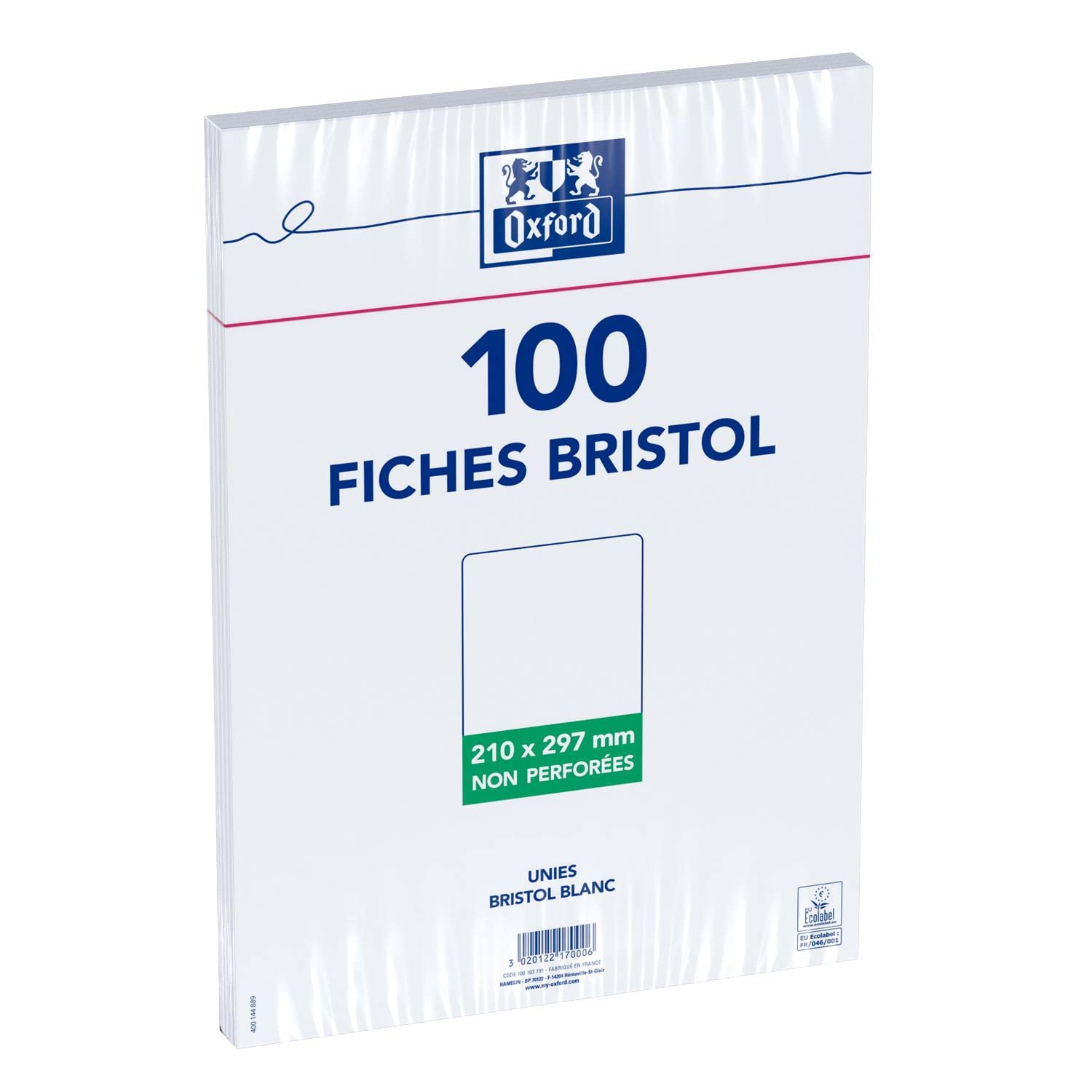 OXFORD 10 Beutel mit je 100 Karteikarten, ungelocht, 21 x 29,7 cm, uni, weiß