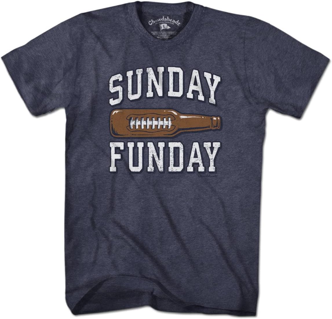 Chowdaheadz Sunday Funday Footbottle T-Shirt - Unisex Vintage Tee Soft Cotton Blend