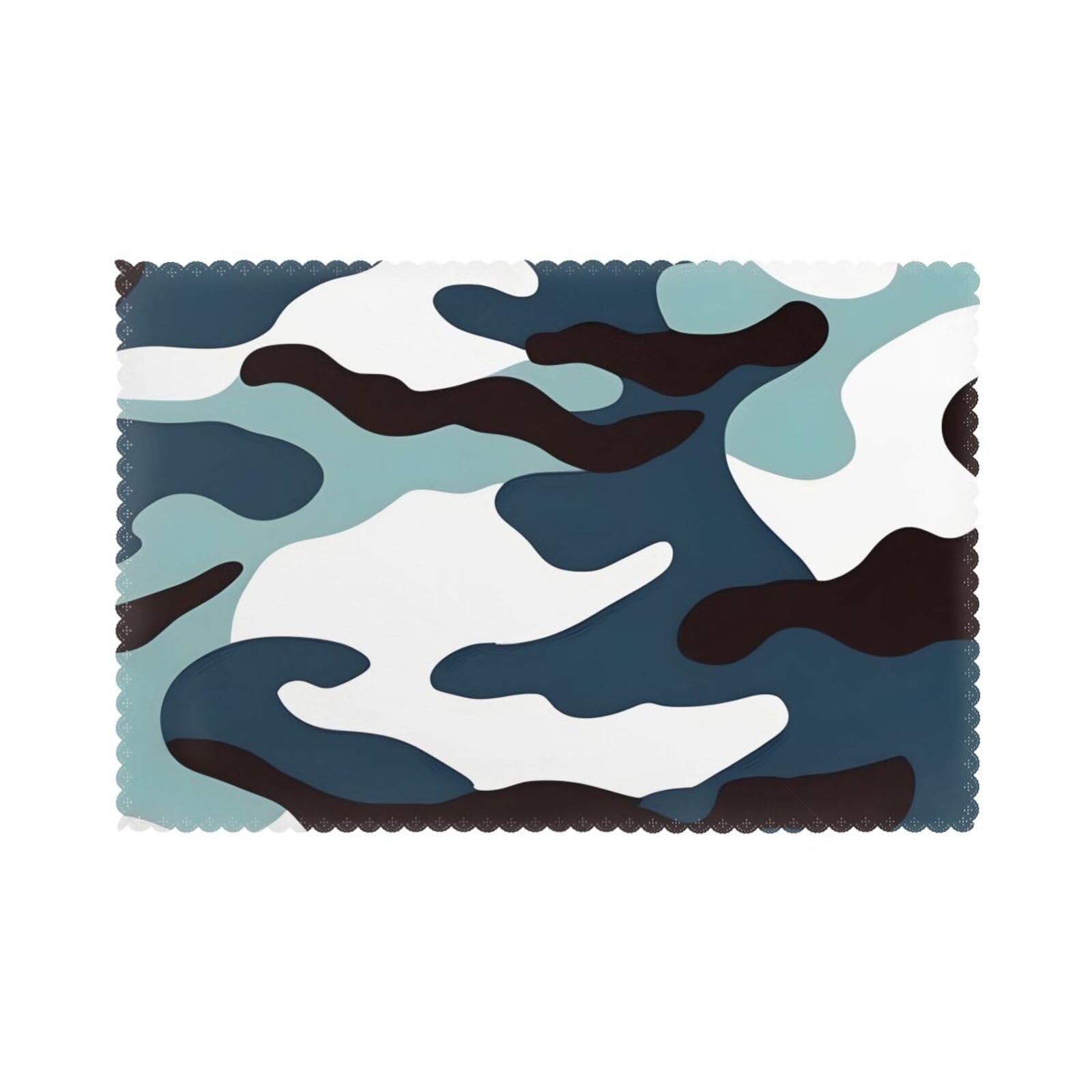 Marine camouflage Placemat set of 6, oil-proof and insulated dining table placemats, washable and wipeable.