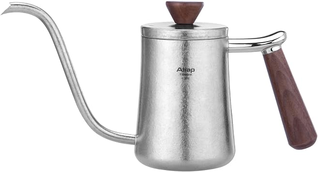 Titanium Coffee Kettle Hand Brewing with Insulated Handle - Ideal for Pour Over, Home, Office, Camping & Hiking