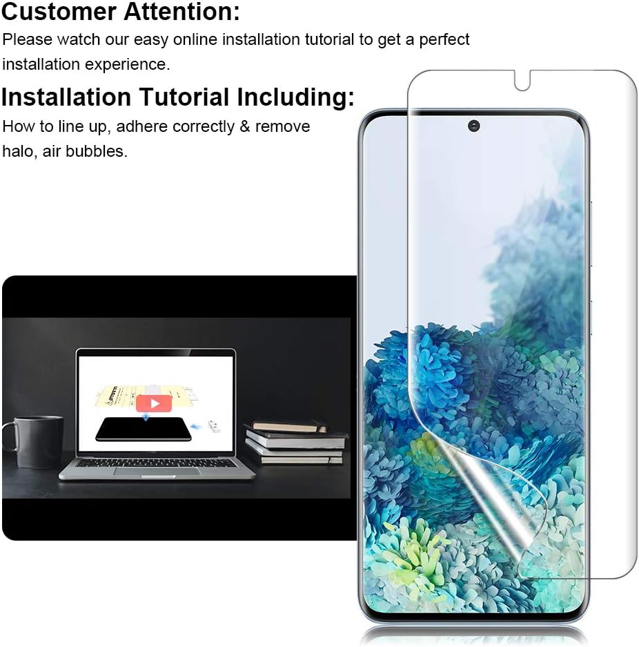 3 Pack LϟK Compatible for Samsung Galaxy S20 Plus 5G Screen Protector, Self Healing, Full Coverage, Case Friendly, Flexible TPU Film, Locate Tool Precise Alignment - Gray