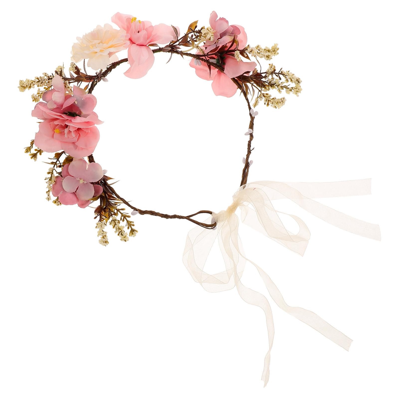 Bandeau à Fleurs Délicat et Guirlande de Fleurs en Tissu, Accessoire Cheveux Fixe la Tête, pour Séance Photo et Vacances la Plage