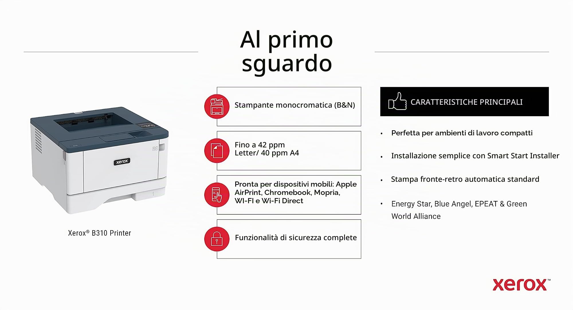 Xerox B310dni A4 40ppm Black & White (Mono) Wireless Laser Printer with Duplex 2-Sided Printing