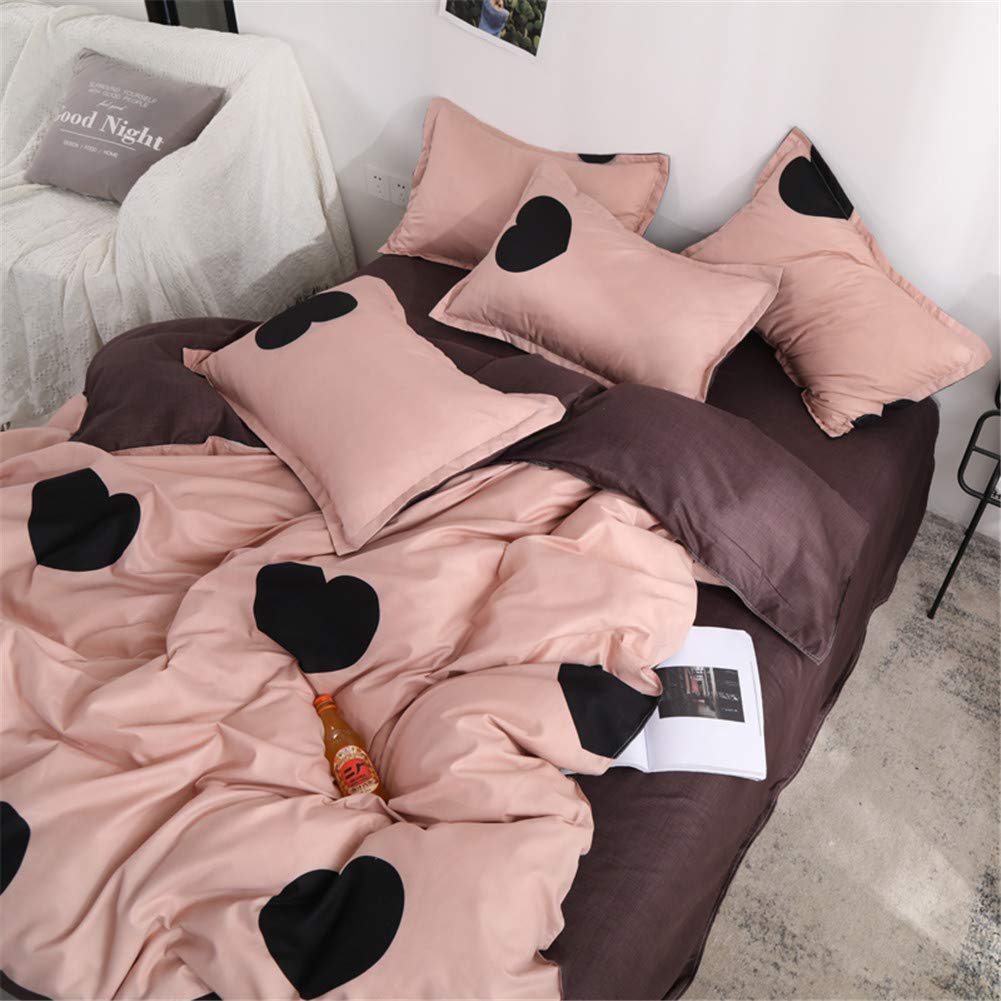 Odot Set Biancheria Da Letto Matrimoniale 4 Pezzi, Cuore Amore Stampa Copripiumino, Lenzuola E Federe Microfibra Tessuto Traspirante Confortevole Per - 3