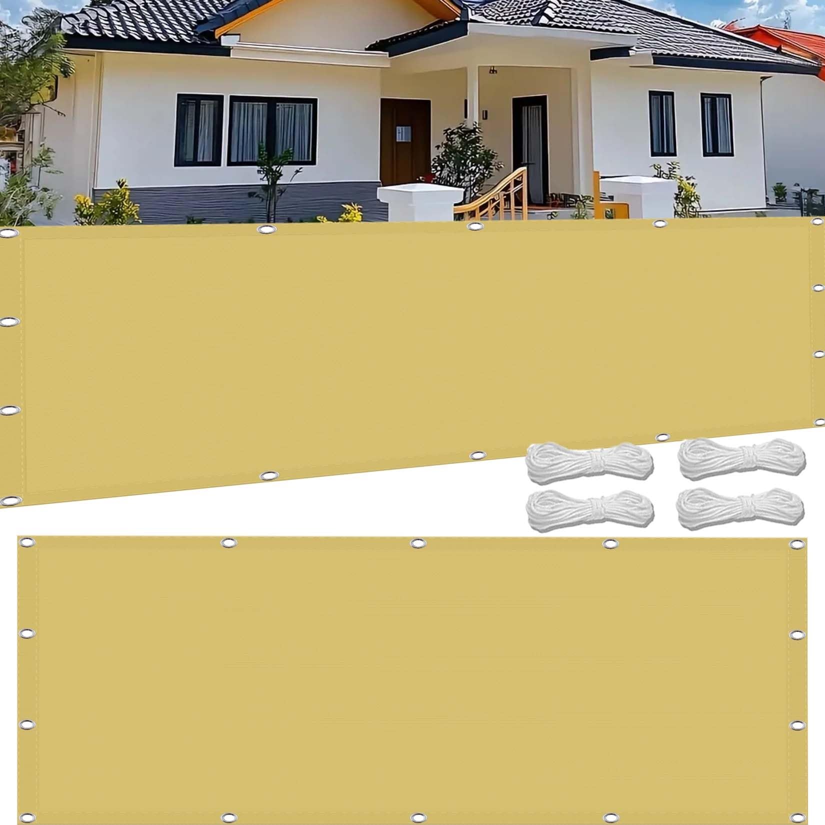 Żagiel Przeciwsłoneczny 190x340cm Wodoodporny, Blokujący 98% Promieni UV Square Canopy Sail Z Opcjonalnymi Rozmiarami, Z Bezpłatnymi Linami Do Ogrodu, Podwórko, Imprezę, Piaskowy żółty