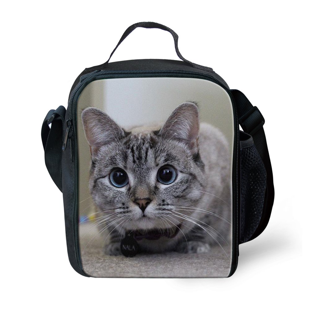 Amzbeauty Cat Lunch Box for Kids Insulated Reusable Portable Small Square Lunch Bag