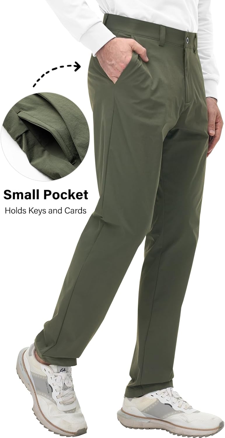 Surenow Mens Golf Pants Quick Dry Lightweight Slacks Stretch Work Casual Pants 30"/32"/34" Travel Trousers with Multi Pockets - Image 2