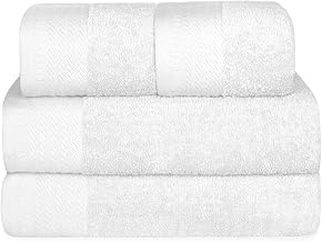 MERCURY TEXTIL- Juego 4 Toallas de 500gsm 100% Algodón, 2 de Baño y 2 de Manos, Suaves, Resistentes y Absorbentes. (Blanco)