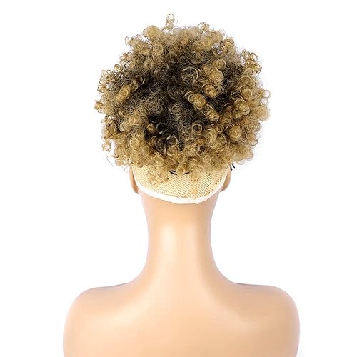 Miniatura 7 de ENTRANCED STYLES Cola de caballo con cordón y flequillo, extensiones de cola de caballo afro para mujer, cola de caballo corta y rizada con
