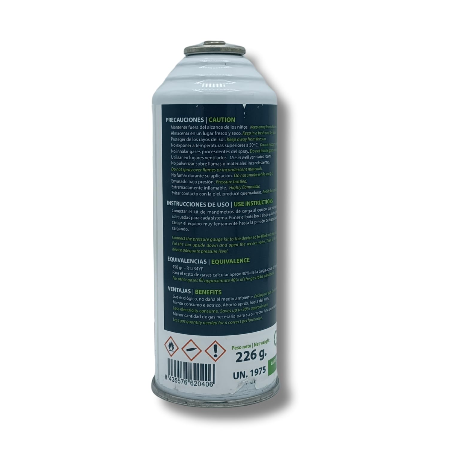 GASICA D2 Gas Refrigerante Biologico Ecologico 226 g Equivalente R12 R134A Compatibile Aria Condizionata