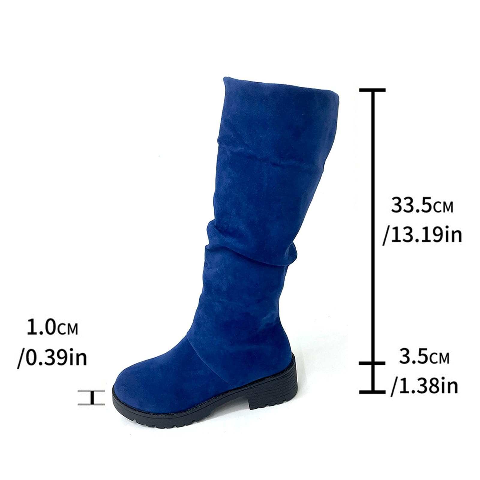 Botas altas hasta la pantorrilla para mujer, elegante moda otoñal con tacón cómodo, botas informales de terciopelo ideales para vaqueros de invierno