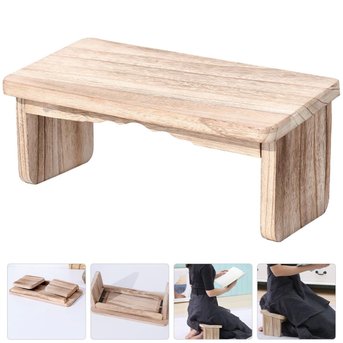 Sgabello in Legno per Meditazione Tappetino Antiscivolo, Design Pieghevole per Seduta Comoda e Respirazione Profonda Durante Viaggi e Relax