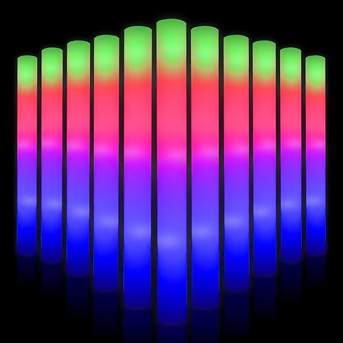 Lifbeier Varillas brillantes, 68 varillas de espuma LED que brillan en la oscuridad, suministros de fiesta de boda con 3 modos de luz intermitente