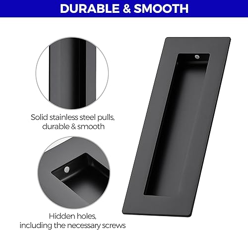 Miniatura 4 de JOY DECOR Paquete de 8 tiradores de puerta corrediza de armario con bolsillo, tiradores de puerta de granero de 5.9 pulgadas, tiradores de níquel