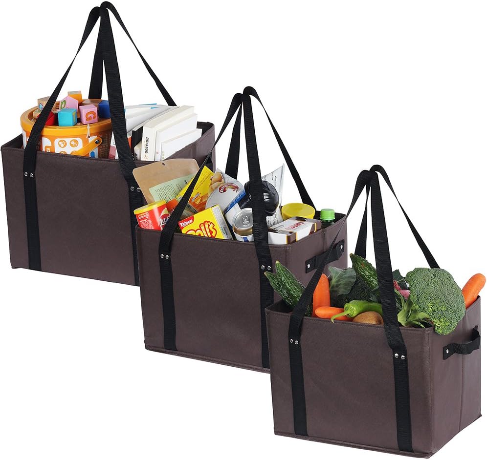 ATBAY Reusable Grocery Bags Heavy Duty Shopping Box Collapsible Extra Large for Gift Basket Bags(3 Pack)