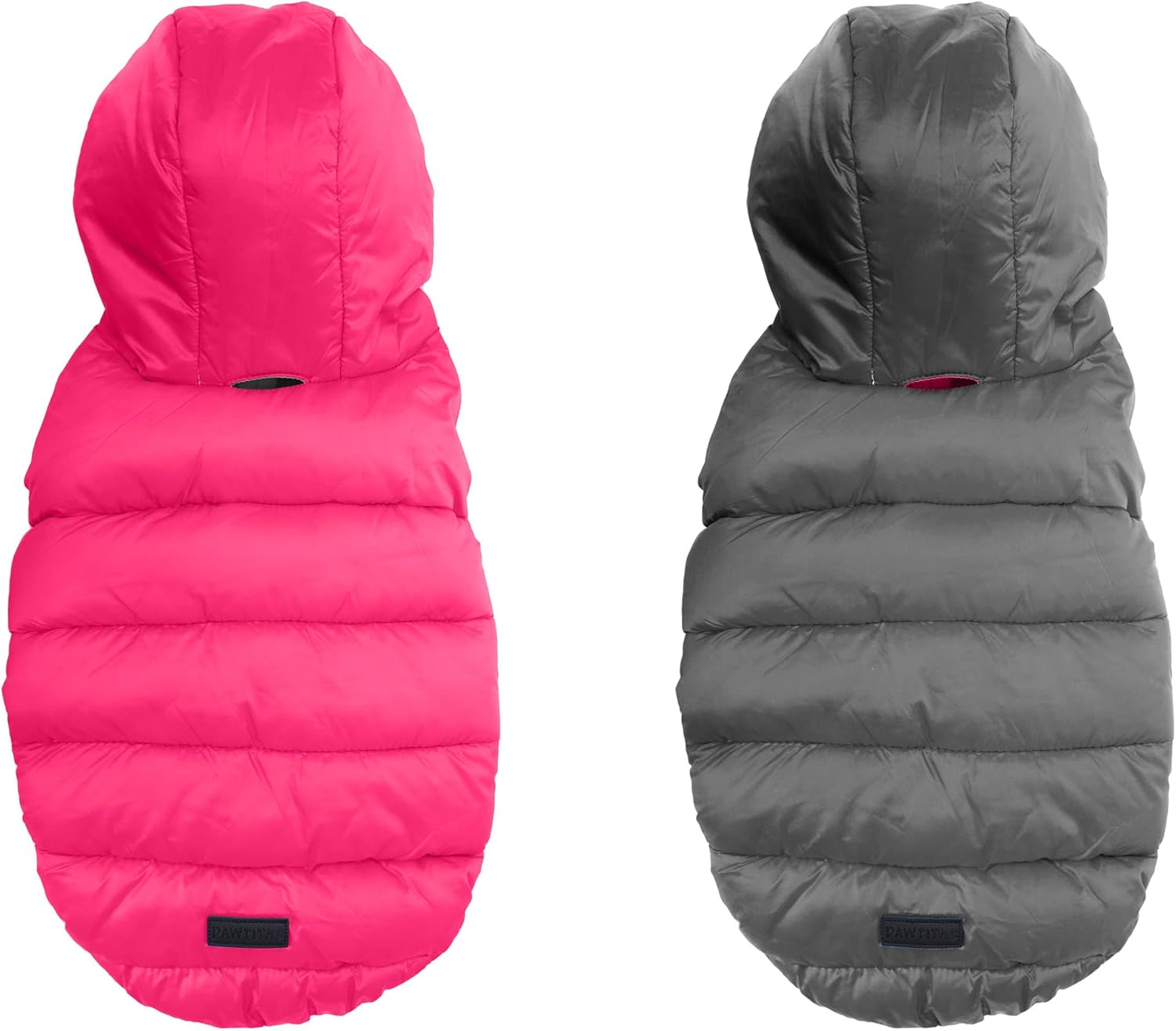 Pawtitas Reversible Dog Windproof Jacket | Water Resistant | Dog Coat for Winter to Keep Your Puppy Warm for Cold Weather Jacket | Pink - Grey Up Dog Vest for Toy Breed Dogs - Pouch Included