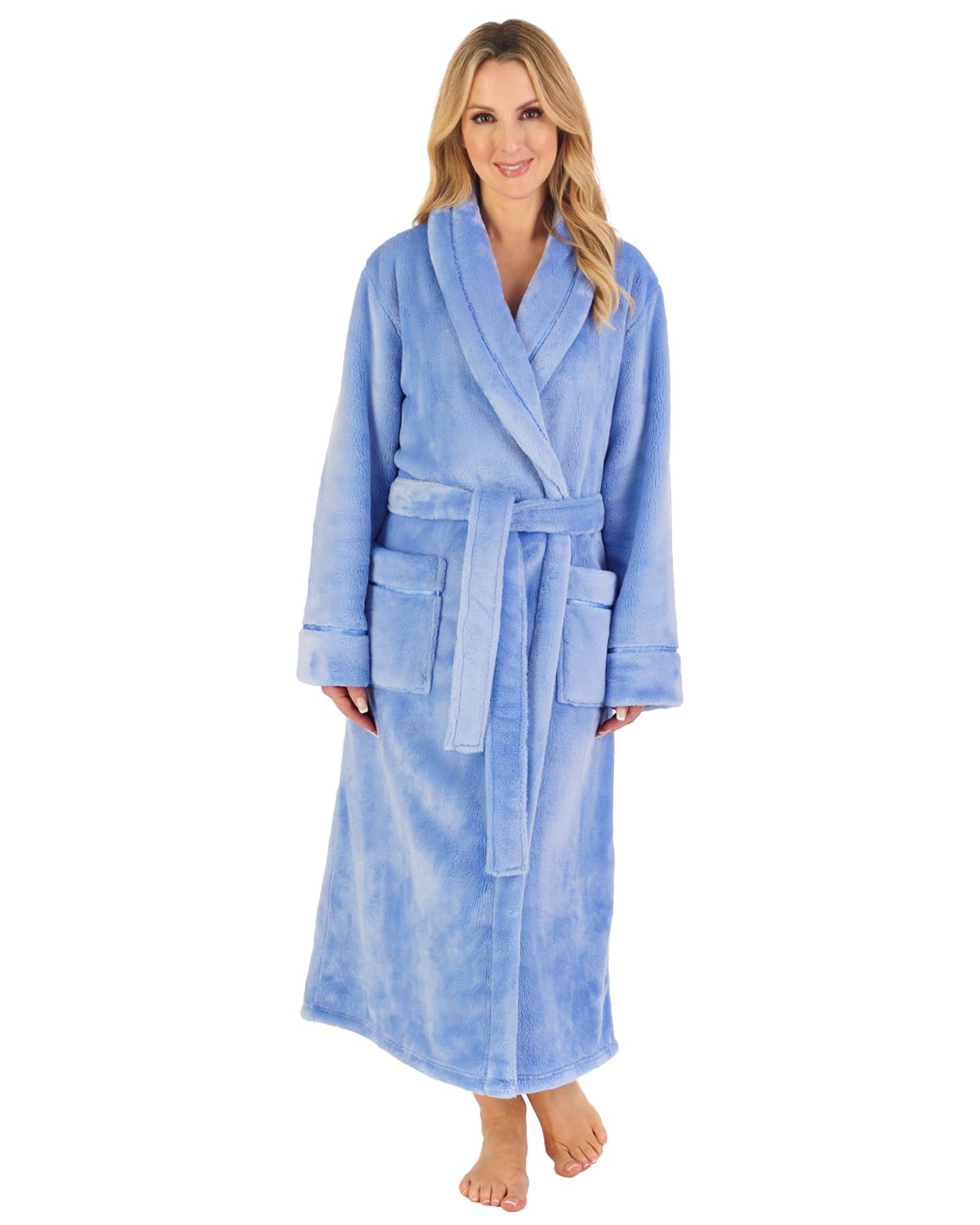 Slenderella Fleece Shawl Collar Robe HC4342 Blue Medium