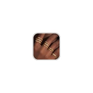 Tungary Gold Stackable Rings for Women Non Tarnish Open Adjustable Thin Thumb Silver Rings 14K Gold Plated Stacking