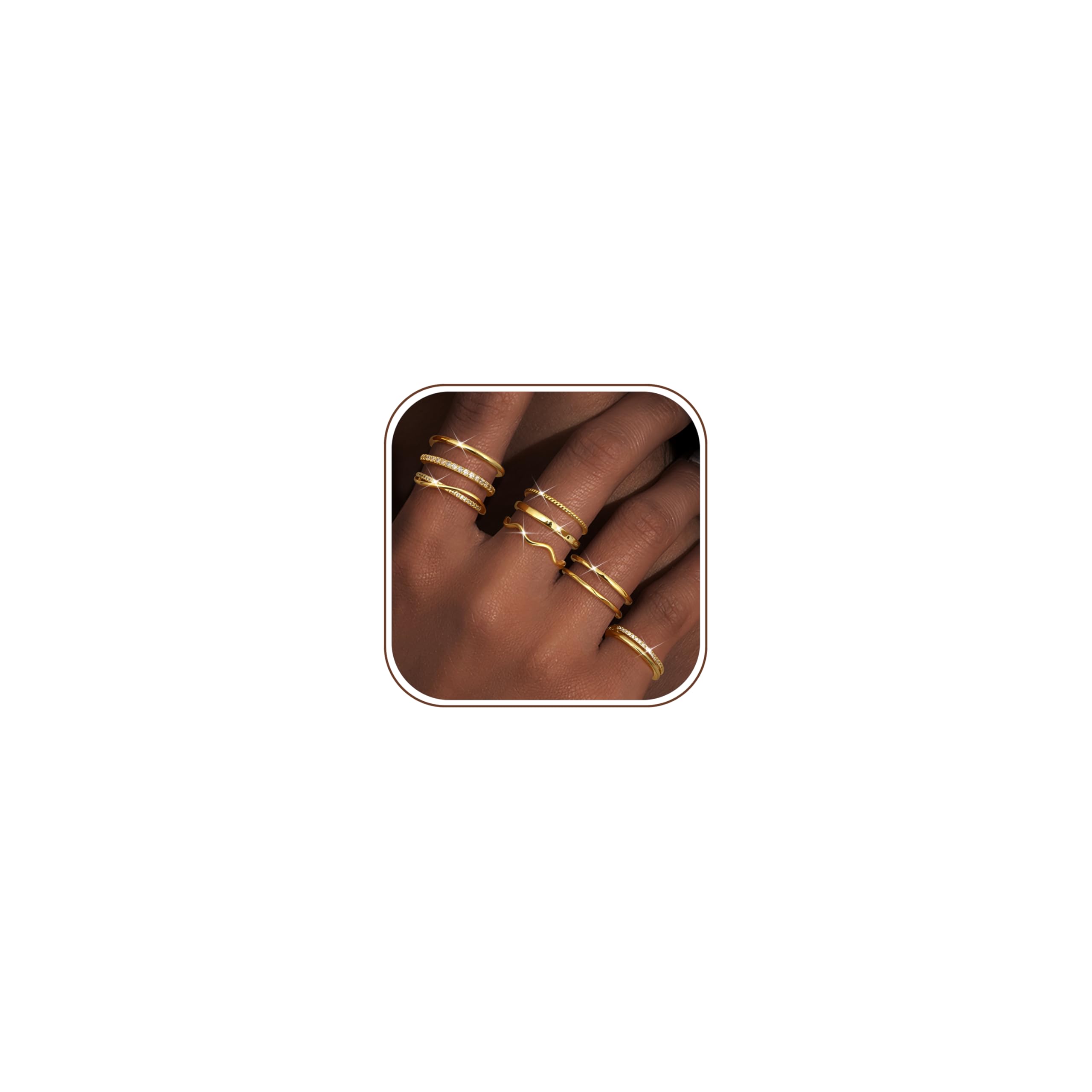 Tungary Gold Stackable Rings for Women Non Tarnish Open Adjustable Thin Thumb Silver Rings 14K Gold Plated Stacking