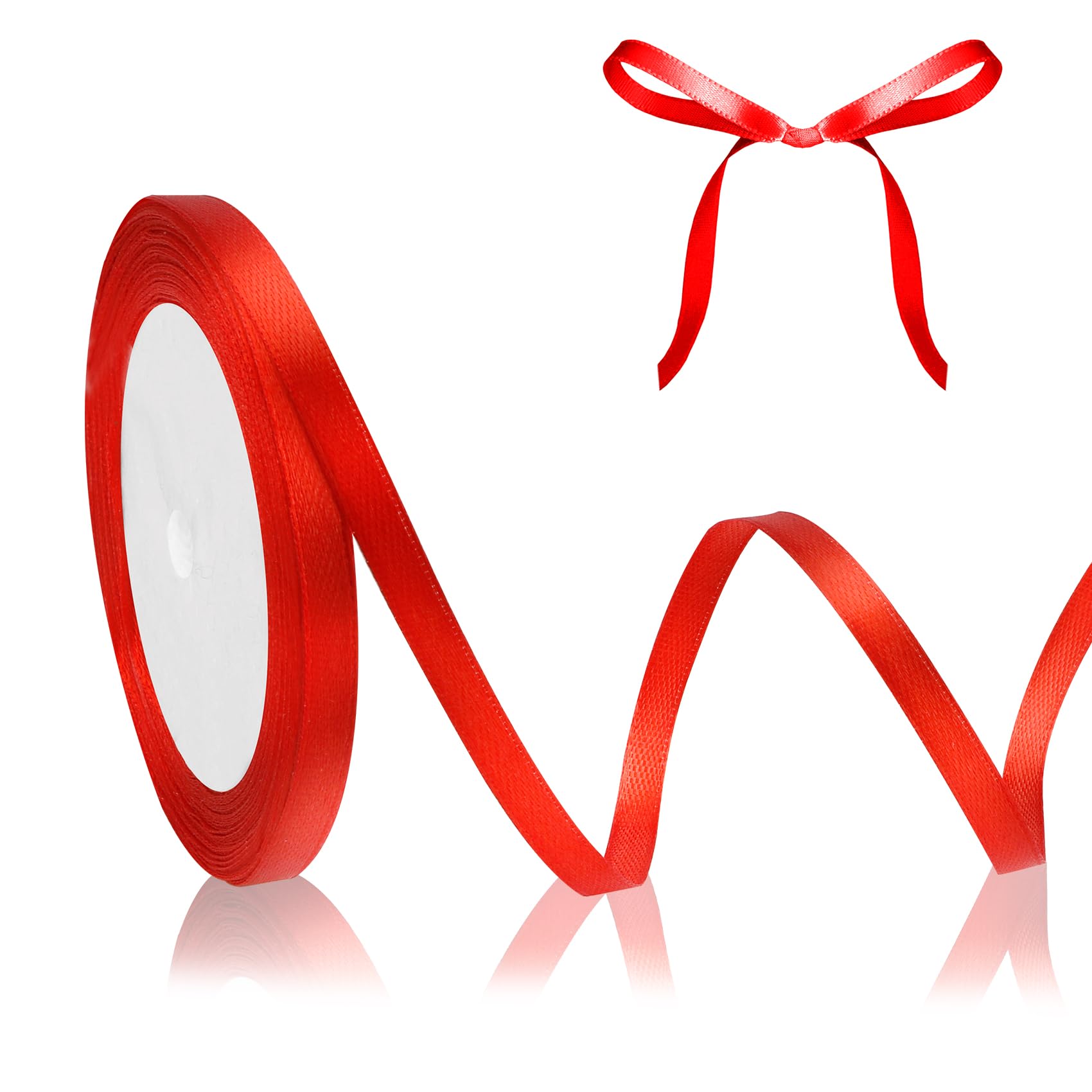 Satinband Geschenkband 23m, 6mm Breite, Schleifenband Rot, Dekoband Dick Stoffband für Weihnachten Hochzeit Halloween Taufe Valentinstag DIY-Handwerk Geschenkverpackung Basteln Seidenband