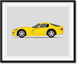 Dodge Viper SR II (1996-2002) 2nd Generation (Side Profile) Inspired Poster Print Wall Art Decor Handmade (Unframed)