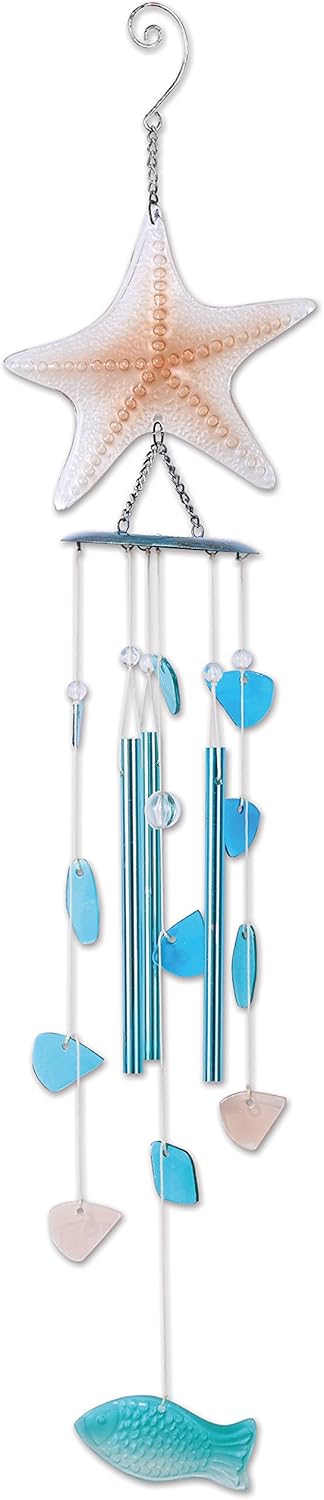 Sunset Vista Designs 92627 Starfish Metal Wind Chime, Blue and Pink Glass : Patio, Lawn & Garden