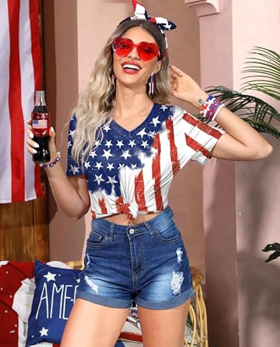 Womens July 4Th Casual Striped Stars T Shirts American Flag Patriotic Short Sleeve Top Usa Flag Xl #TOP4