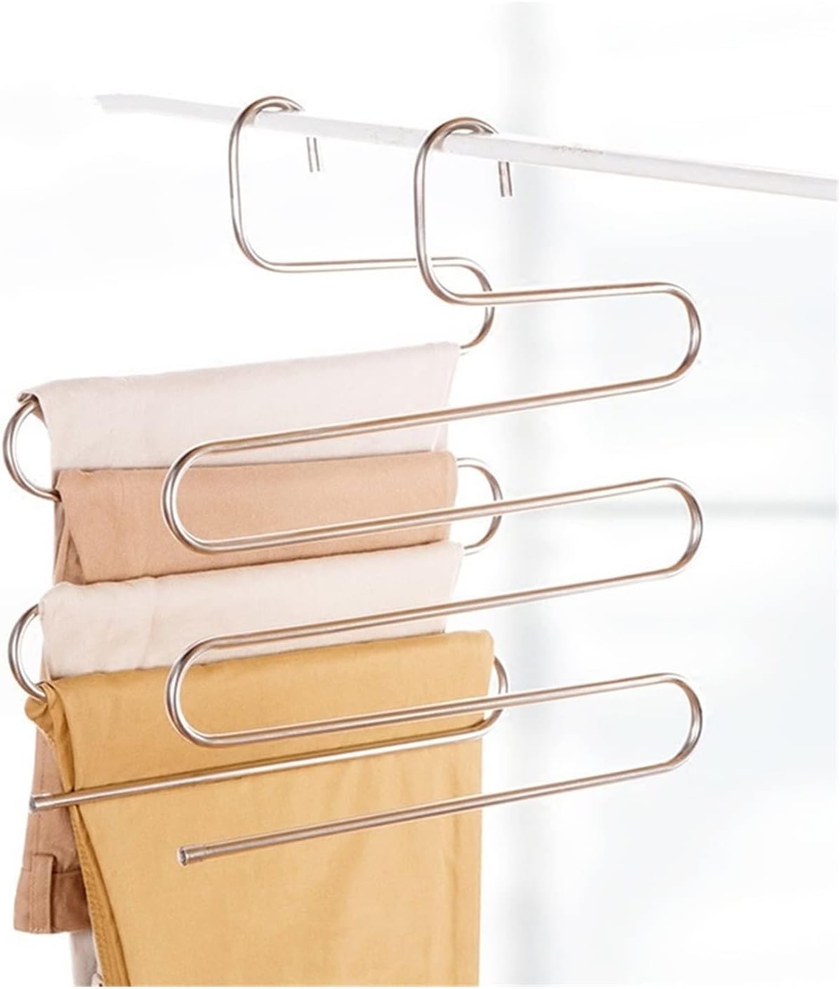 Lot Metal S Shape Multipurpose Tie Organizer Storage Hanger 5 Layers Trousers Hanger Pants Clothes Holder Rack