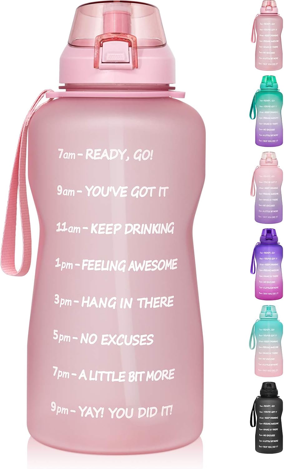 128 oz/1 Gallon Water Bottle with Straw & Time Marker-BPA Free Big Motivational Sports Water Bottle Leakproof Large Tritan Frosted Plastic Gym Huge Water Jug for Women Men to Drink Enough Water Daily