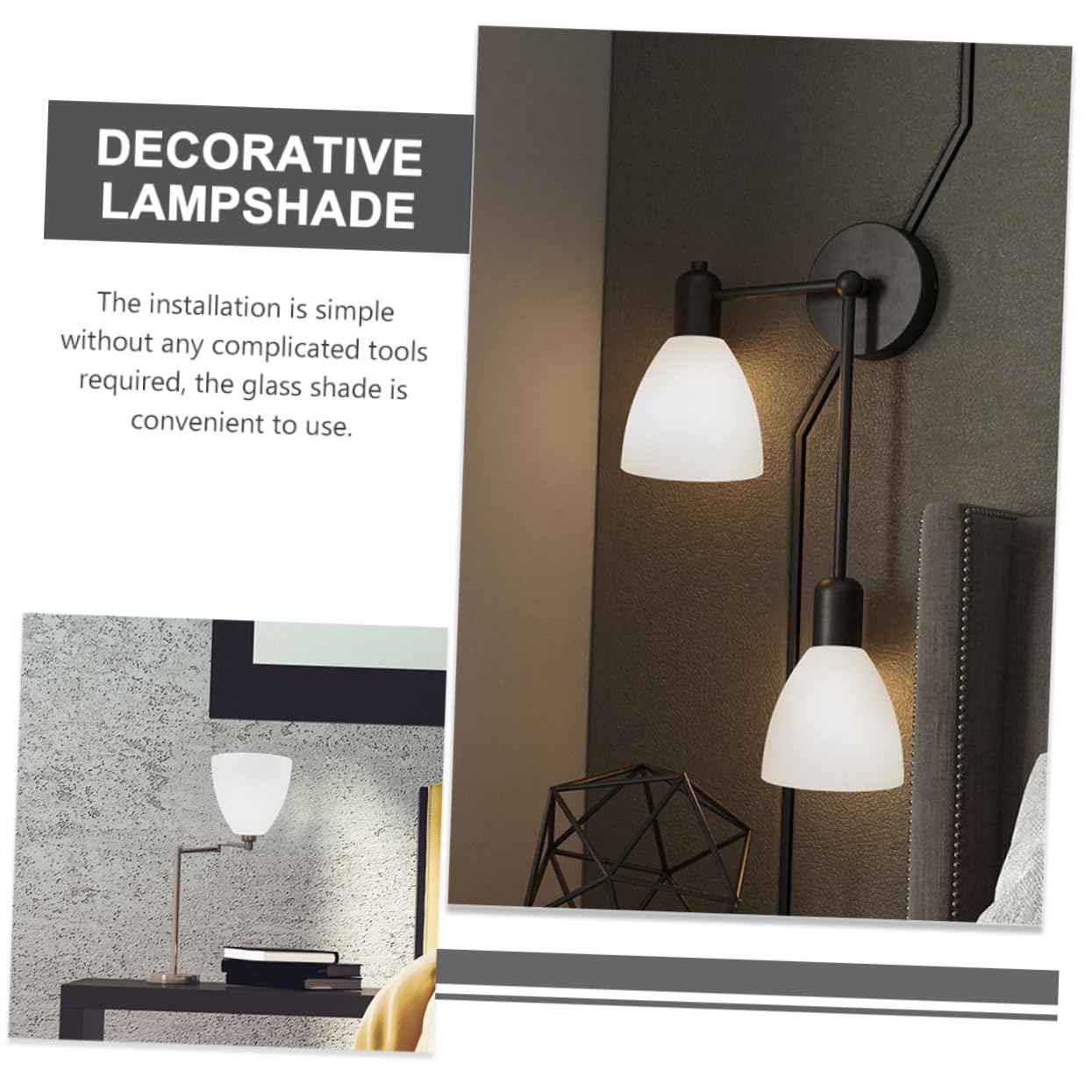 Lot de 2 Abat-jour en Verre Dépoli E27, pour Lustre
