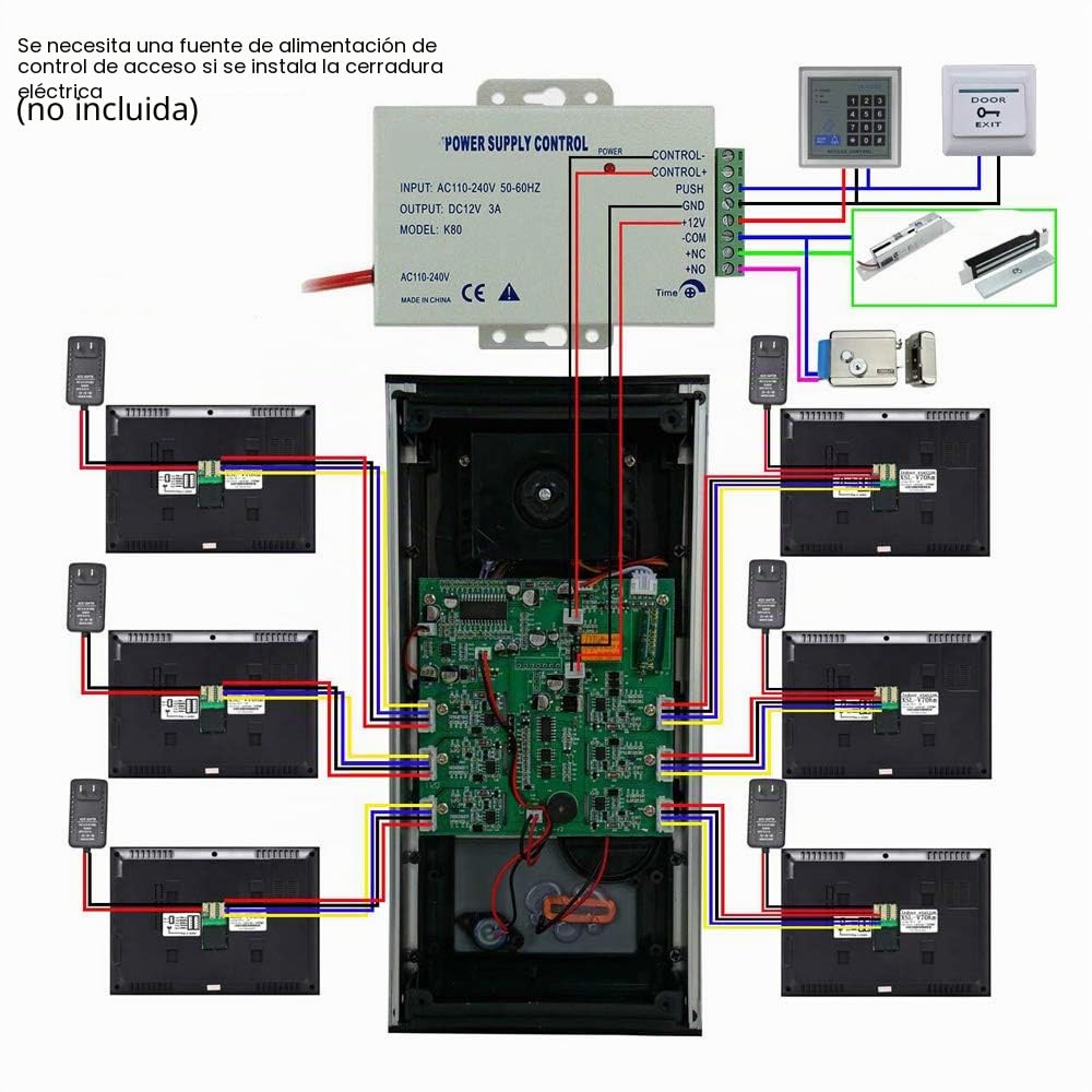 Kit de Sistema de Intercomunicación con Video de 4.3 ", Timbre de la Cámara de Acceso RFID + 3 Monitores Interiores para 3 Apartamentos/Hogar