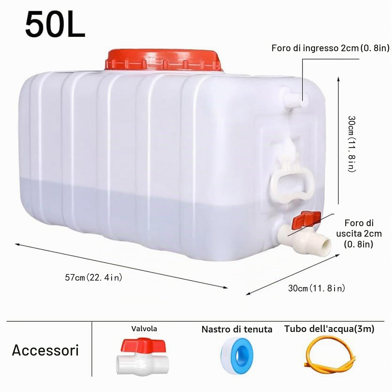 Tanica Acqua con Rubinetto 50L/80L/110L/200L Grado Alimentare Contenitore Acqua,All'aperto Campeggio Escursionismo Deposito d'Acqua Secchiello Serbatoio per Acqua Pura(Size:50L)
