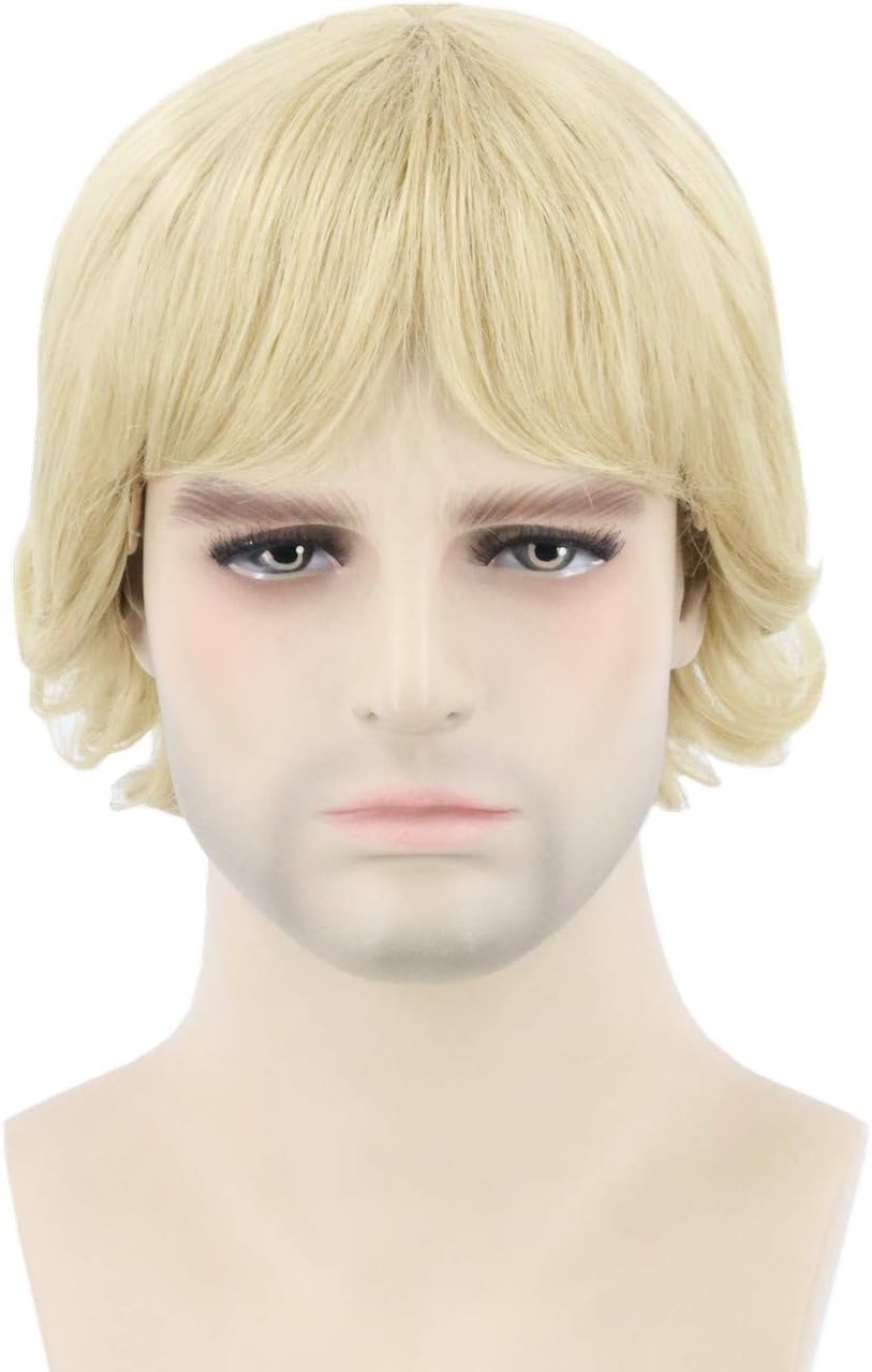 Topcosplay Mens Wigs Blonde Short Man Wigs Blond Cosplay