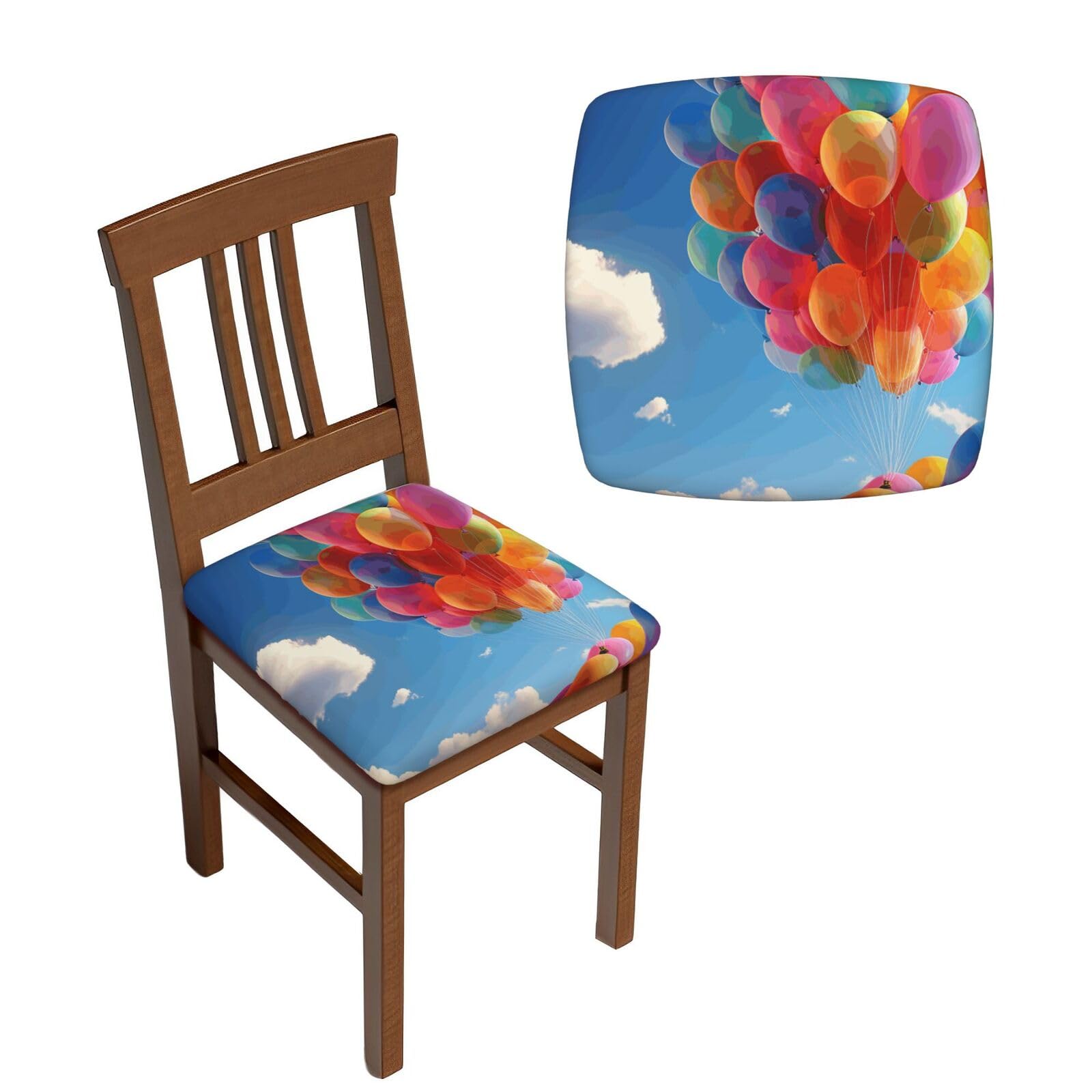 FodPand 6PCS Dining Chair Covers for Dining Room Colorful Balloon Chair Seat Cover Stretch Parsons Chair Slipcover Removable Washable Seat Cushion Slipcovers Cover for Kitchen Office