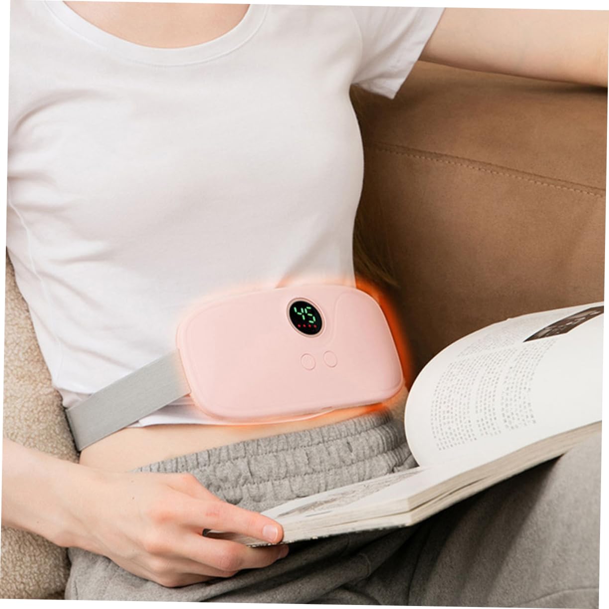 Ipetboom Menstruations Wärmegürtel mit Massagefunktion für Frauen Verstellbare Größe Konstante Temperatur USB Aufladbar Wärmt Bauch und Rücken bei Regelschmerzen