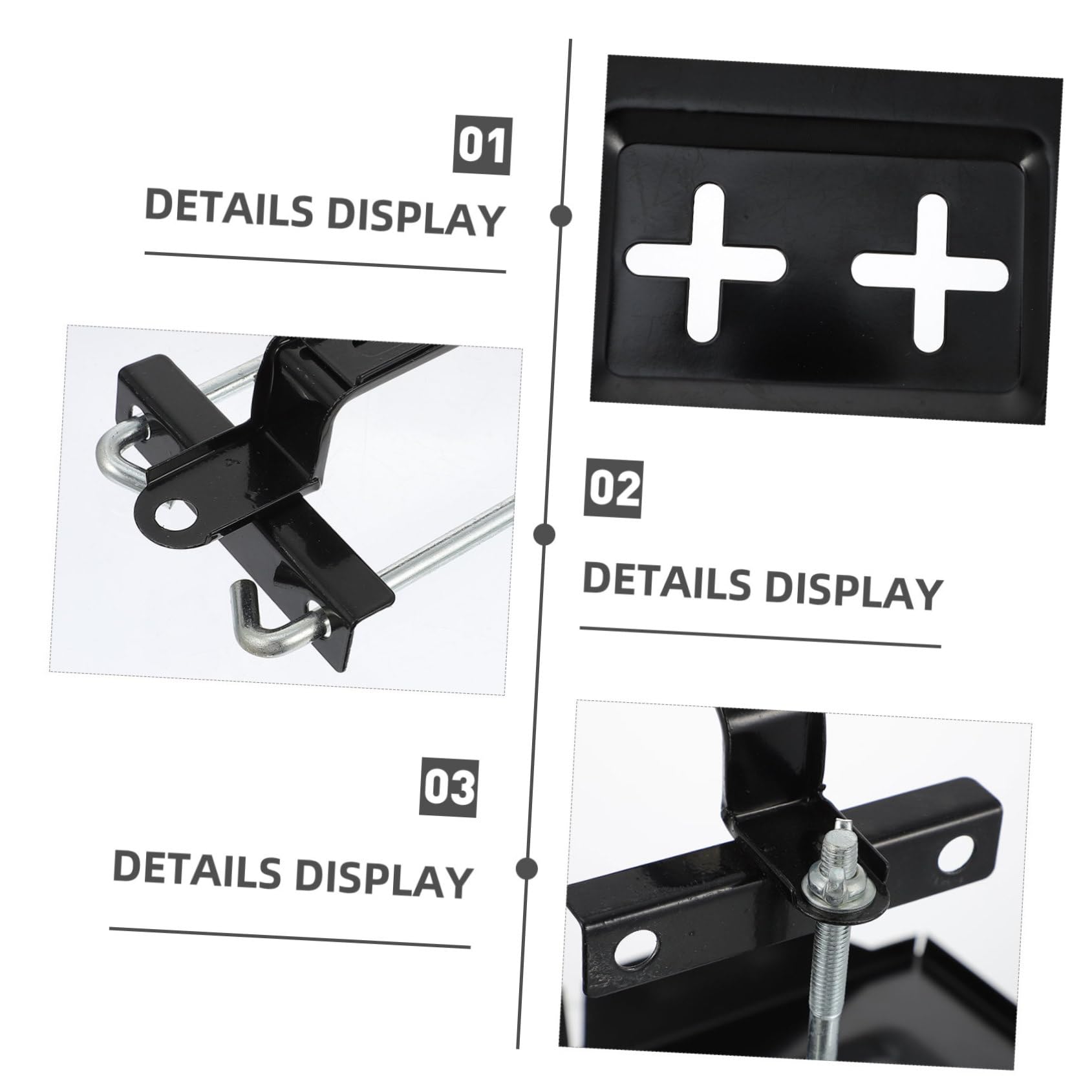 Support de Batterie de Voiture Noir en Fer, 1 Set, Fixation