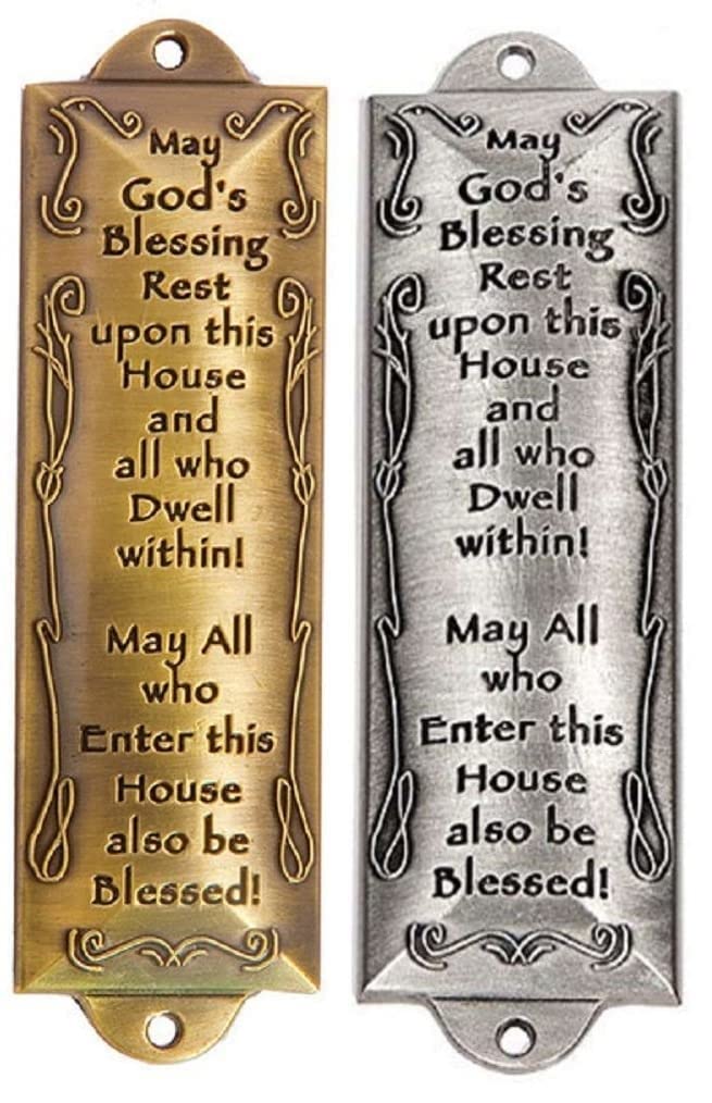 Amazon.com: Bless This House Pewter Mezuzah and Brass Mezuzah Both