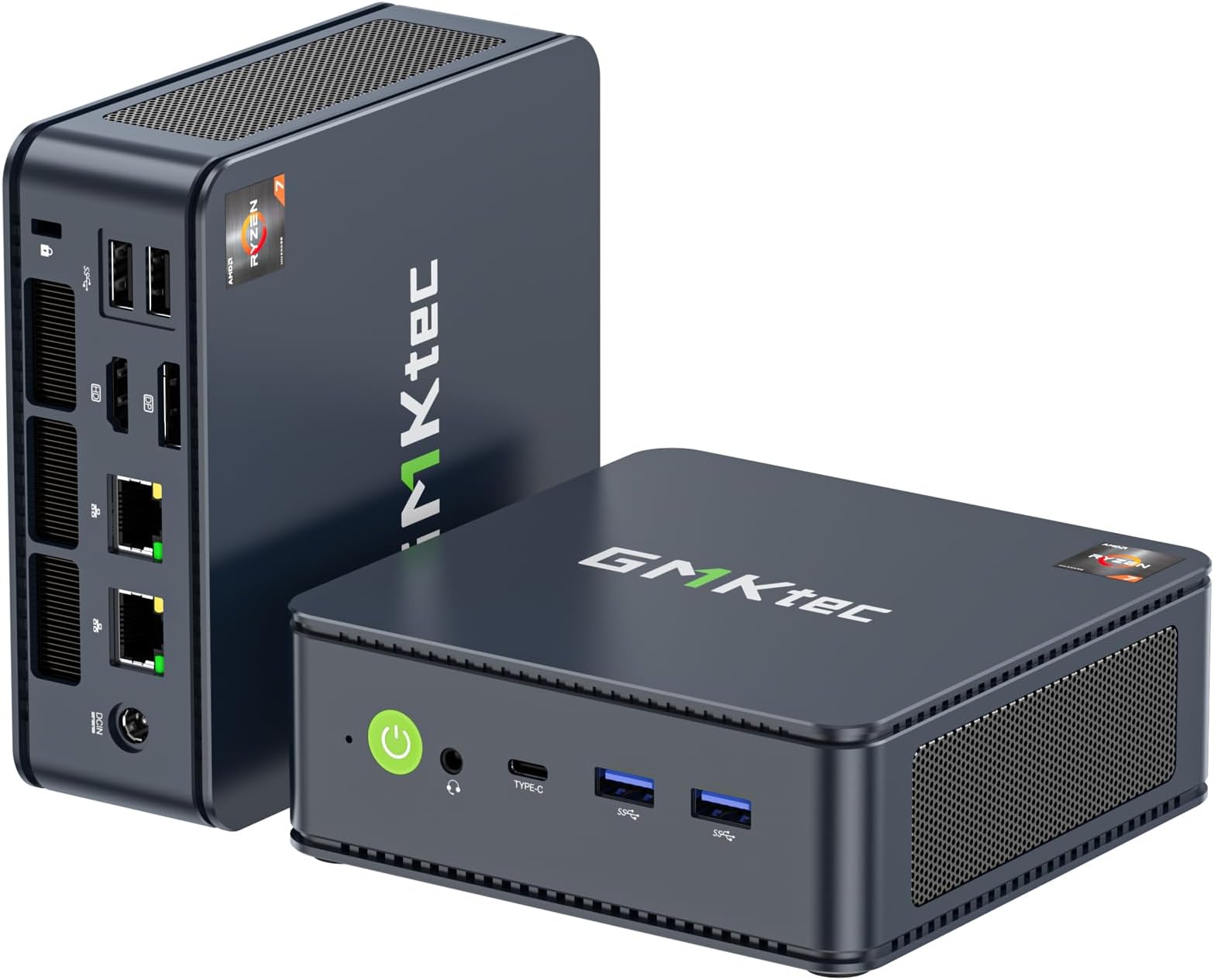AMD Ryzen 7 Mini PC W-11 Pro 7730U(Schlagen Sie Ryzen 7 5825U) (8 C/16 T4,50 GHz), M5 Ultra Dual LAN 2.5G Mini Computer, 32GB DDR4 RAM+1TB PCIe-SSD, WiFi 6, USB 3.2, USB-C, BT 5.2, DP, HDMI
