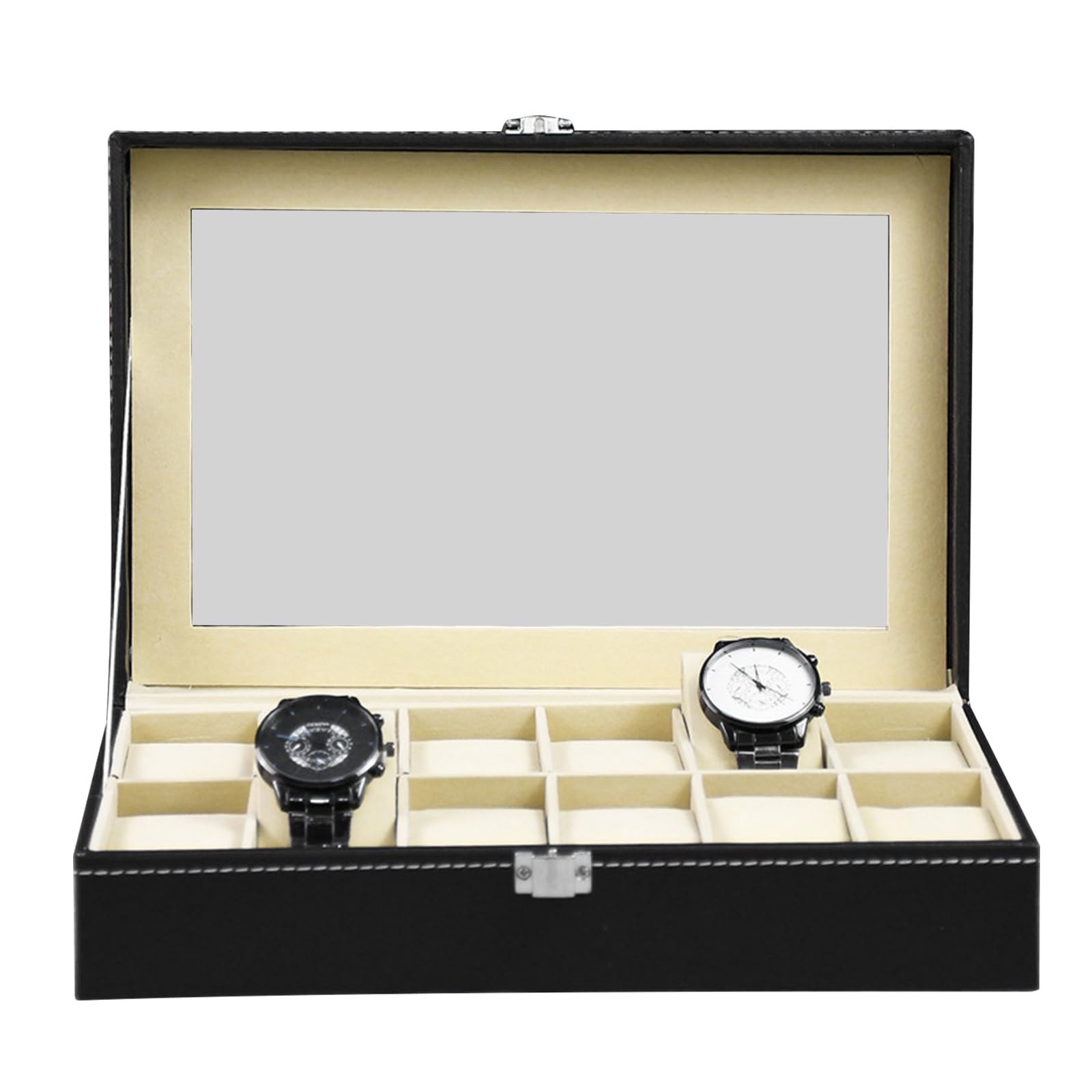 12 Slot Watch Holder Storage Case PU Jewelry Display Case for Men