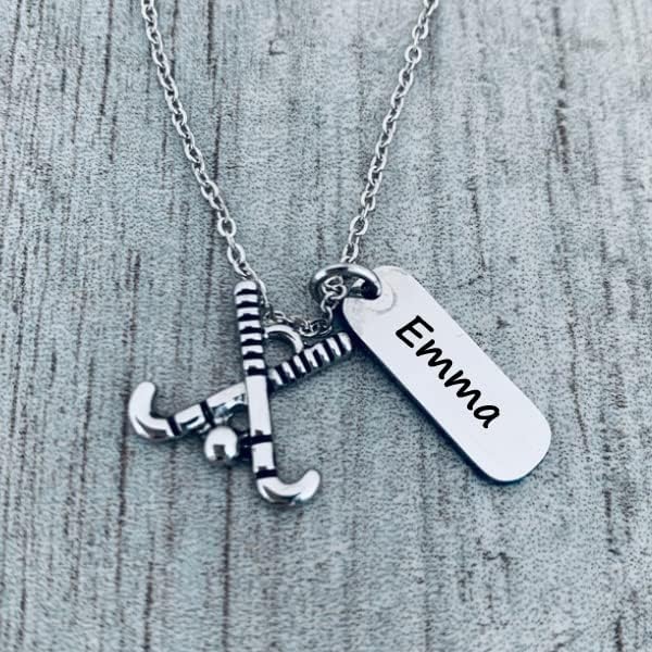 Personalized Field Hockey Necklace • Engraved Rectangle Charm with Stick Pendant • Custom Stainless Steel Jewelry Gift for Players, Teams & Coaches - Image 3