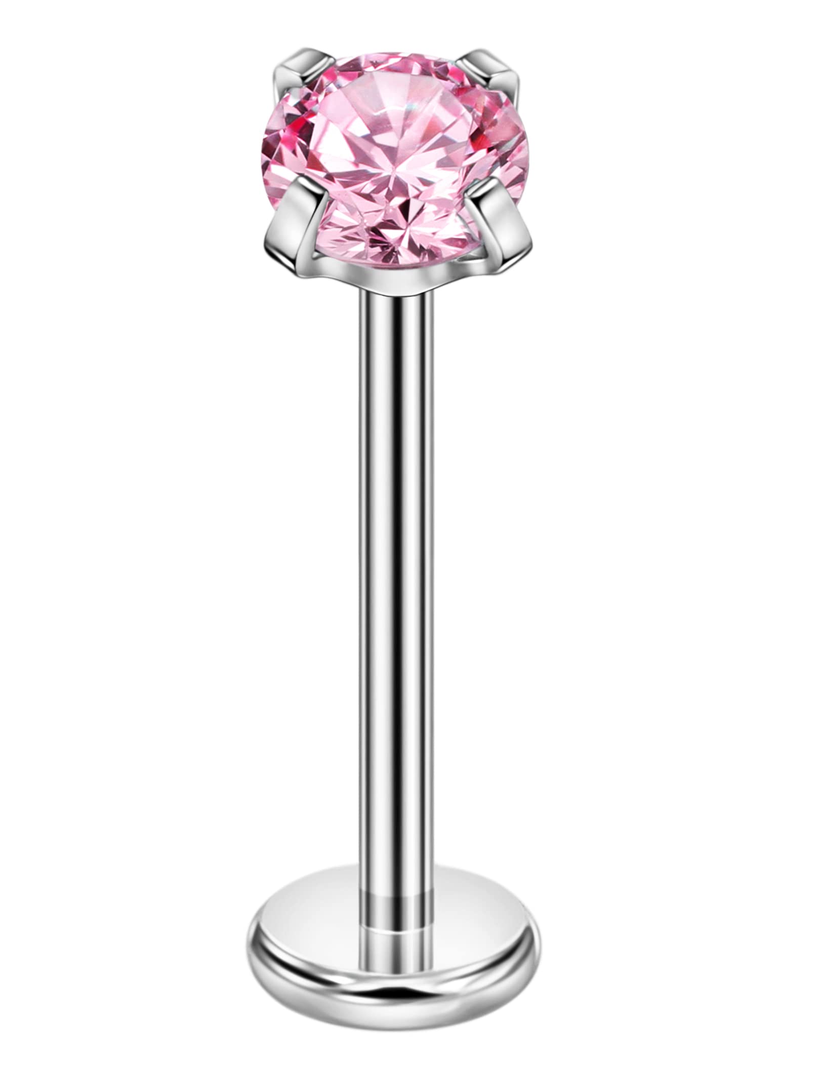 FANSING 1.5mm-4mm Zircon Surgical Steel Cartilage Stud with 18g 5mm 6mm 8mm 10mm Press Fit Threadless Push Pop in Labret Post Lip Forward Helix Conch