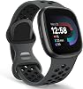 Yoohoo Silicone Bands Compatible with Fitbit Versa 3 StrapsVersa 4 StrapSense StrapSense 2 Straps for Women Men,Sport Breathable Soft Wristband Replacement for Fitbit Watch,Small