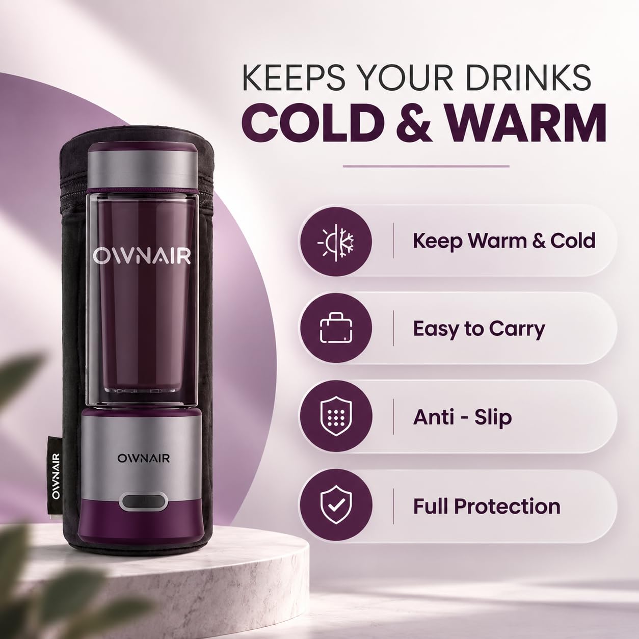 OWNAIR Insulated Sleeve Portable Mixer Bag | Durable, Sleek & Functional Protective Carrying Case for OWNAIR Blender | Appliance Not Included | Black — Amazon image 4