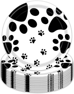 50PCS Dog Print Plates 9 Inch Dog Paper Plates Jungle Safari Party Supplies Animal Print Party Plates Dog Theme Birthday Party Plates Disposable Paper Food Trays Baby Shower Jungle Party Decorations