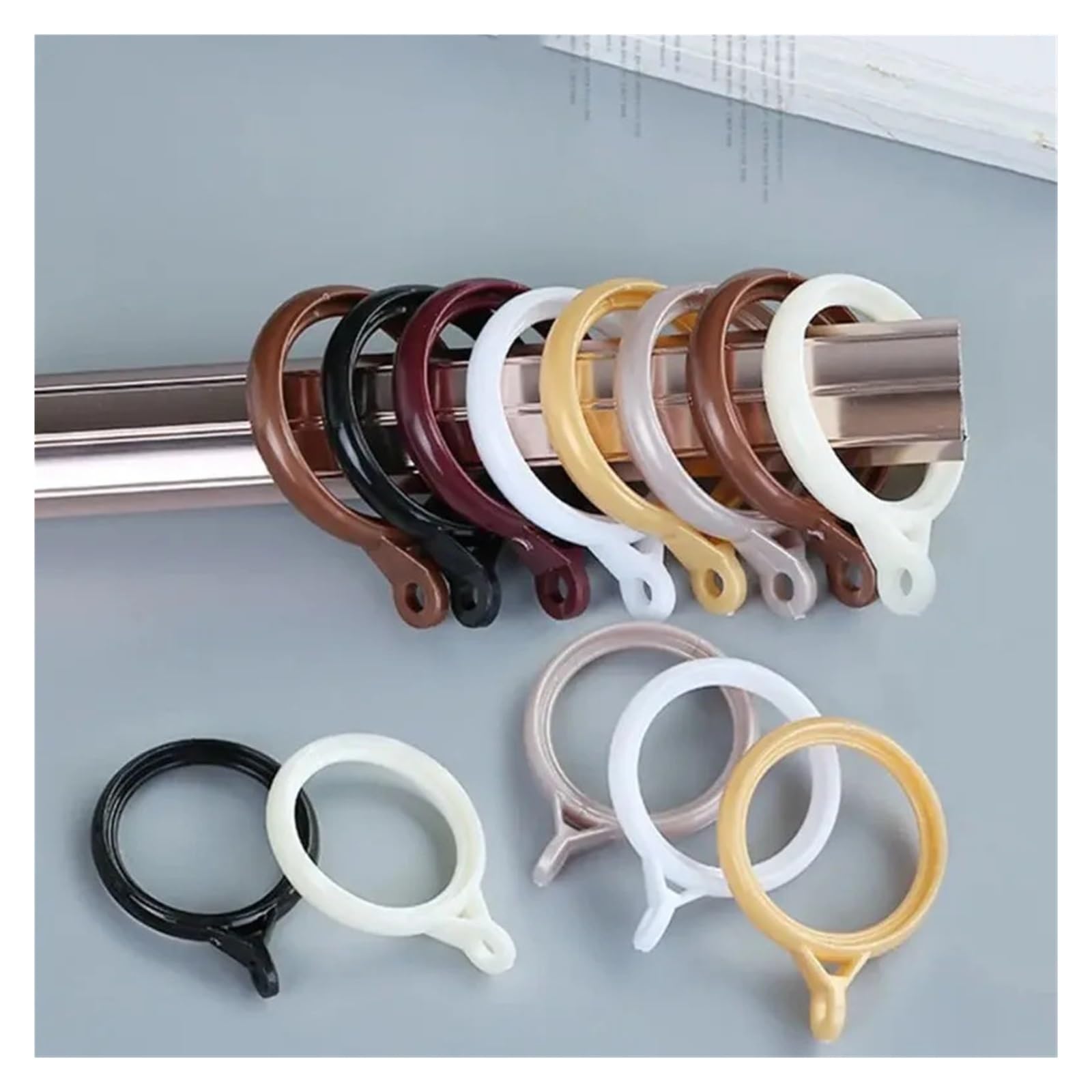 Vorhangösen, klassischer Stil, PP-Vorhangringe mit Öse, langlebig, rostbeständig, solide Konstruktion für Stangen für Vorhänge, 200 Stück (schwarz)