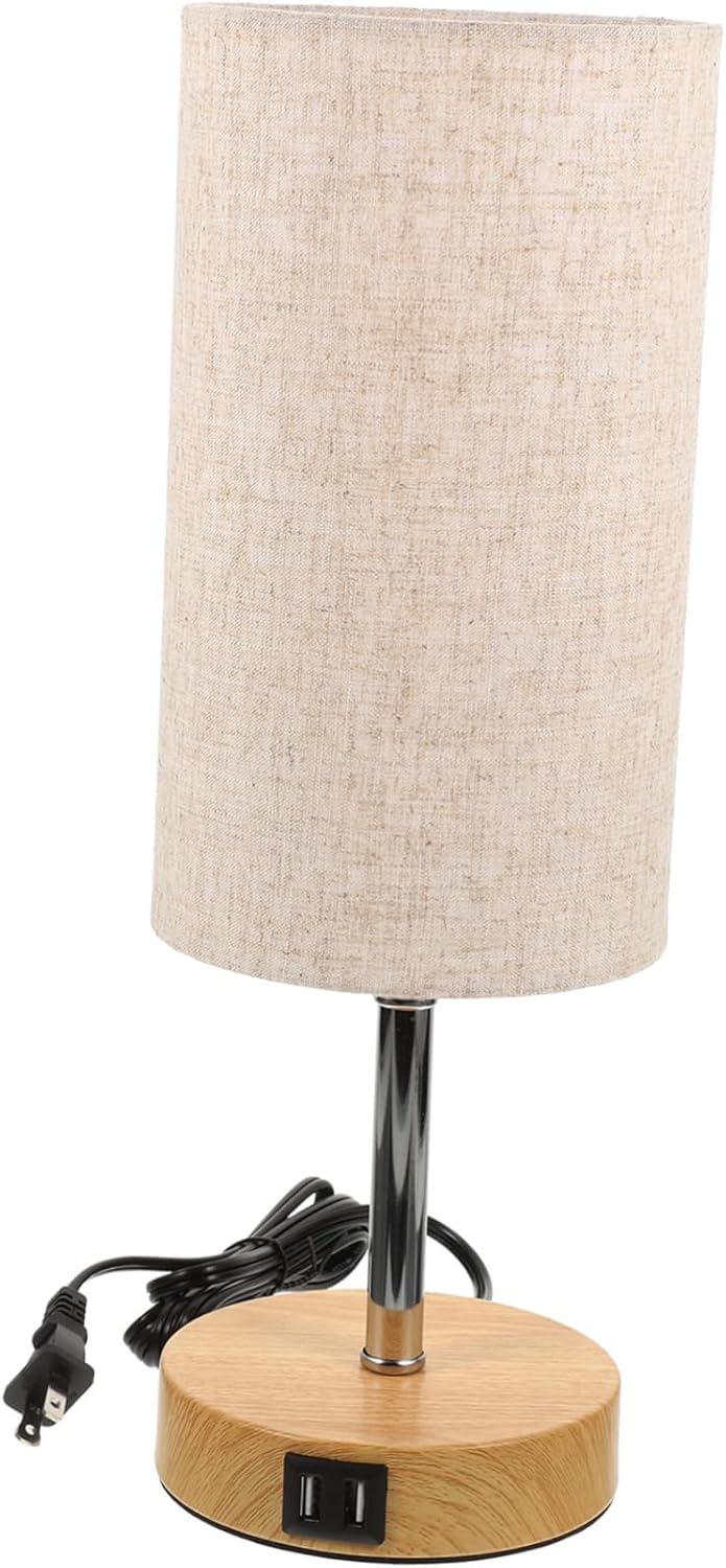 Desk Lamp for Bedroom Living Room Dual USB Ports Touch Dimmable Fabric Shade