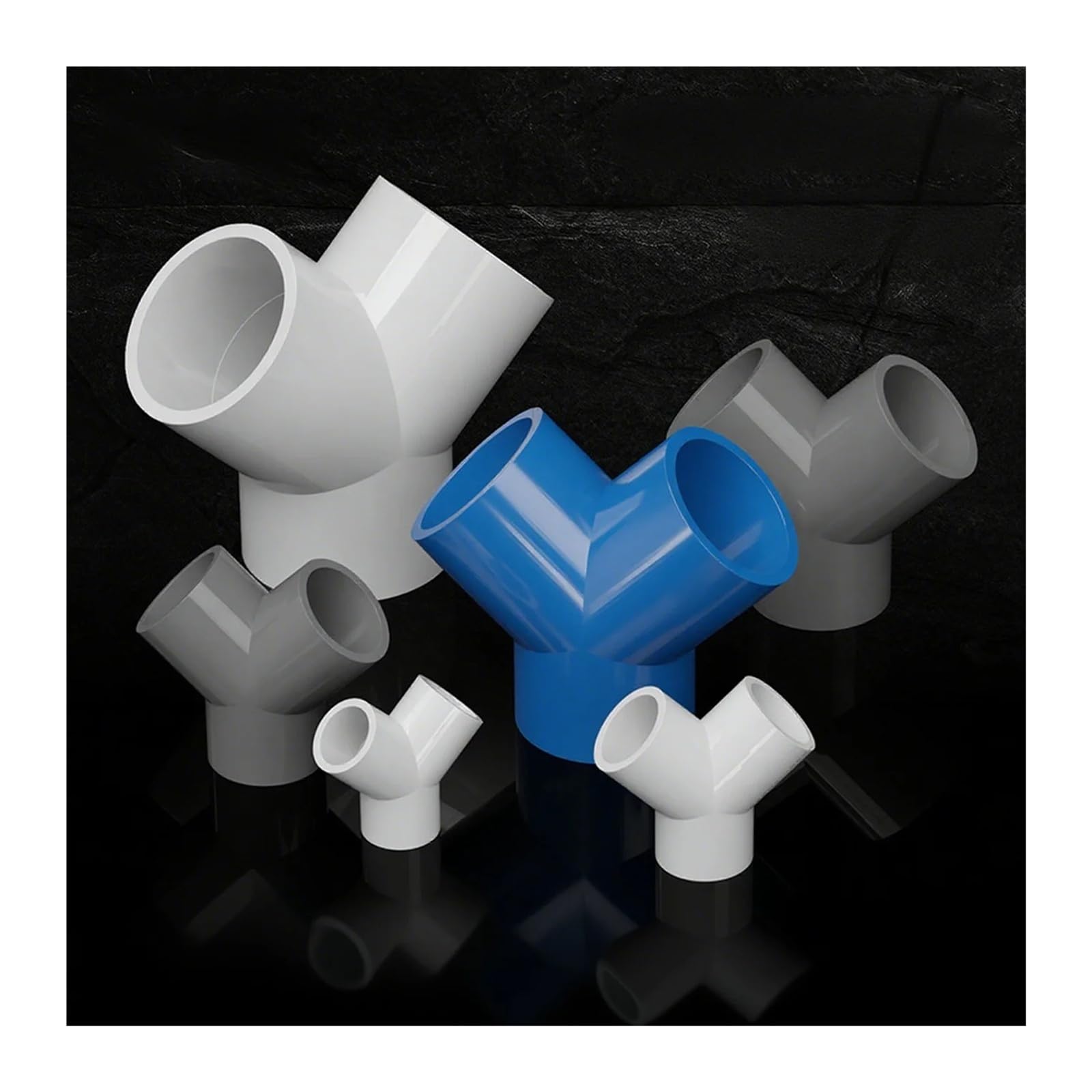 20 mm 25 mm 32 mm 40 mm 50 mm 63 mm Y-PVC-Rohrverbinder Gleich T-Stück-Anschlüsse Wasserrohr-Rohrfittings-Adapter(50mm,GREY_3PCS)